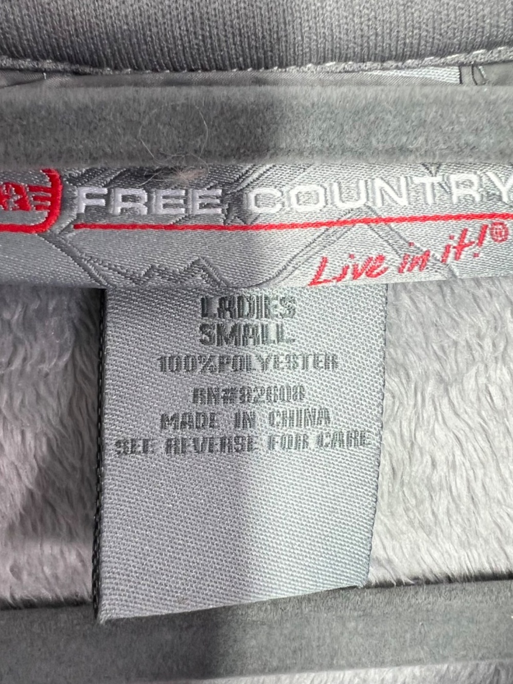 |•FREE COUNTRY•| Grey Activewear Fleece Jacket Size Small - Picture 6 of 6